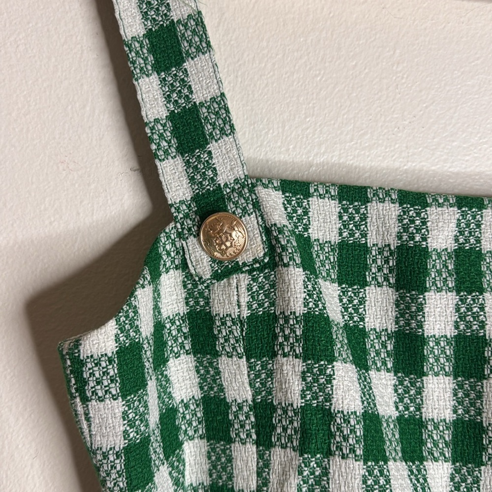 kourt Blaine ladies green gingham mini dress size 4 - Picture 8 of 15